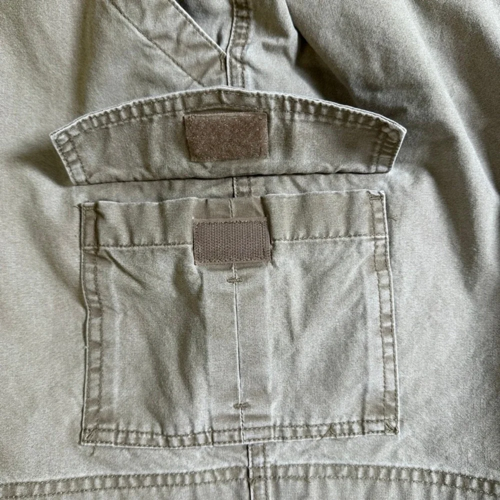LL Bean Mens Cargo Shorts Khaki Tan Cotton Canvas Elastic Waist 35 224994